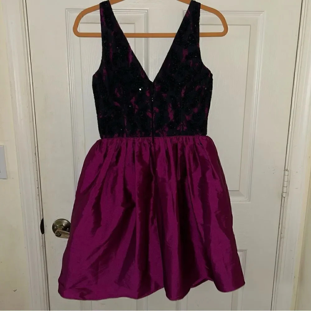 Aidan Mattox Lace Sequin Tulle Sleeveless Dress